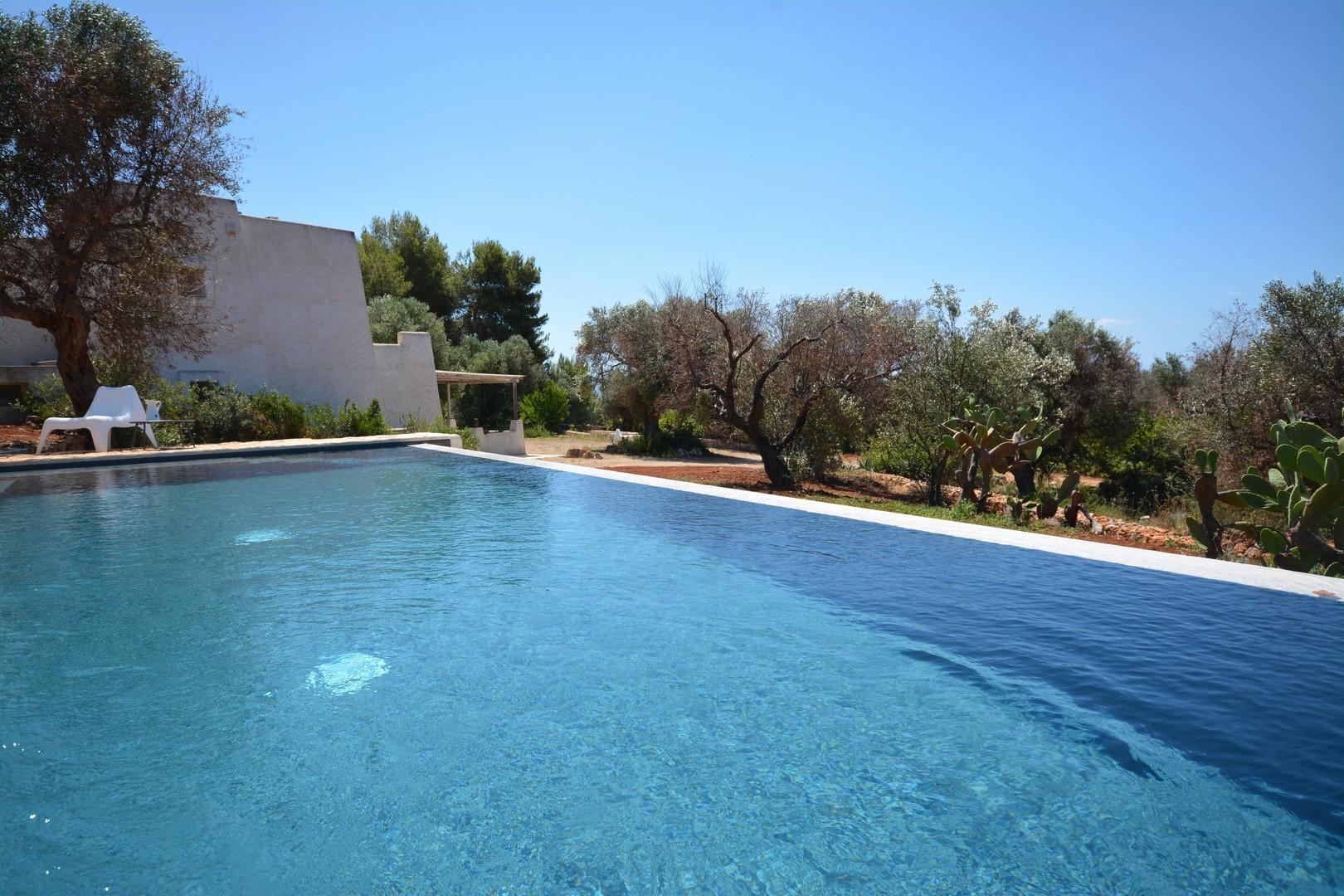 Swimming pool area with sea view