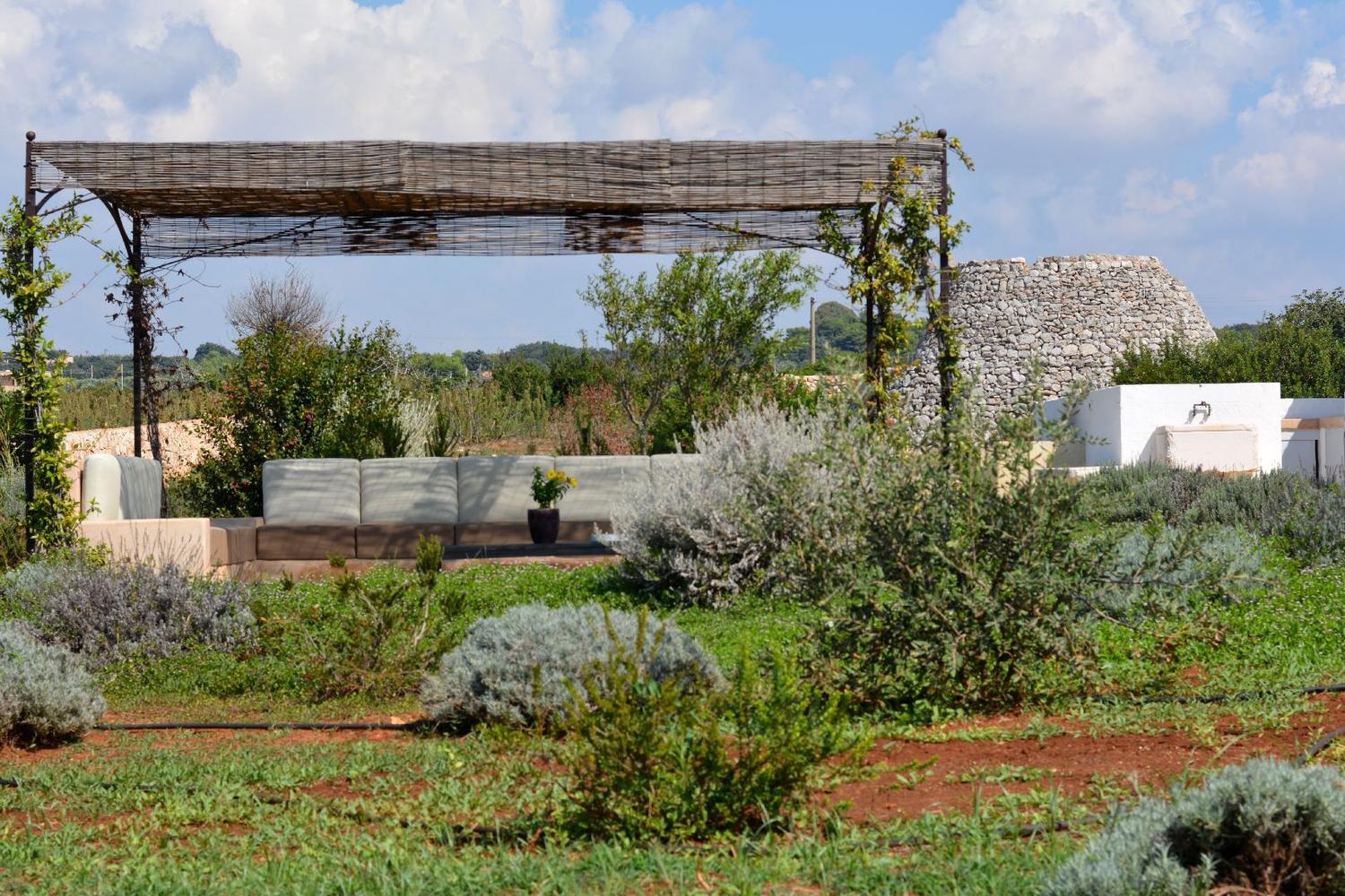 pergola with sofas and the sea view