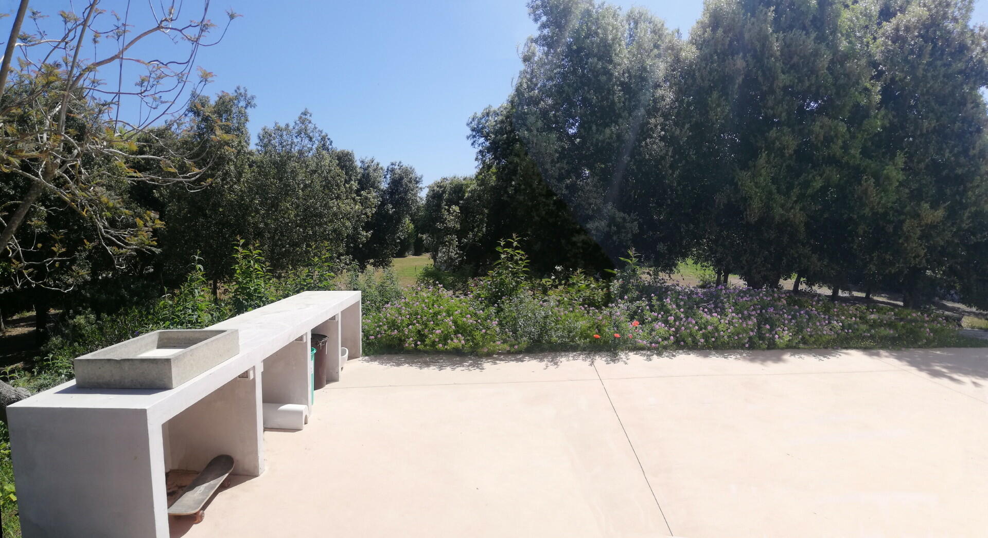 Backyard with outdoor BBQ Corner