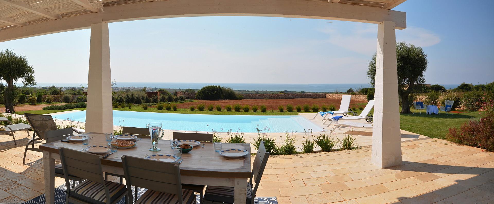 Patio meublé et équipé avec vue sur la mer