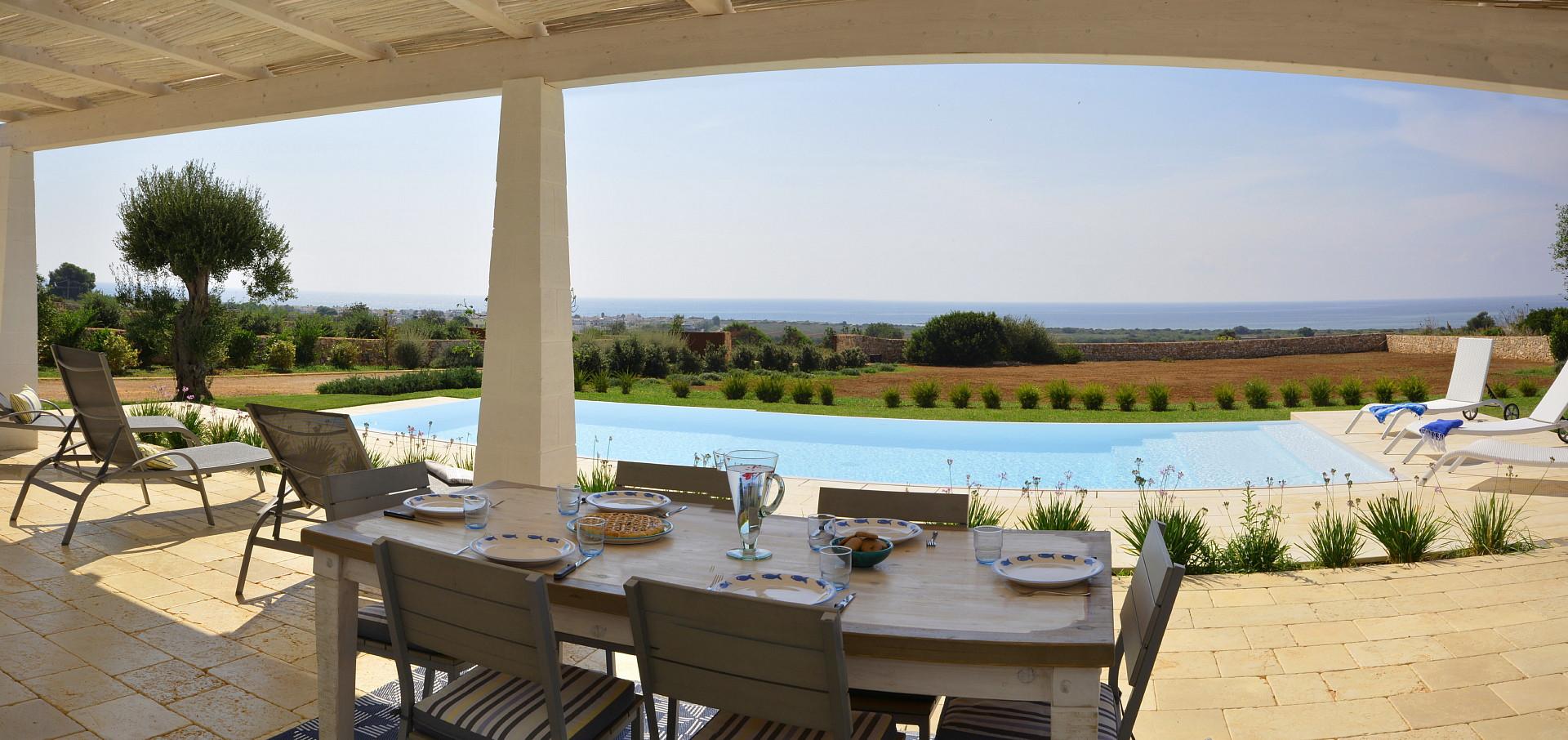 Patio meublé et équipé avec vue sur la mer