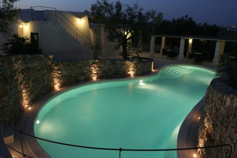 Swimming pool and common Pergola by night