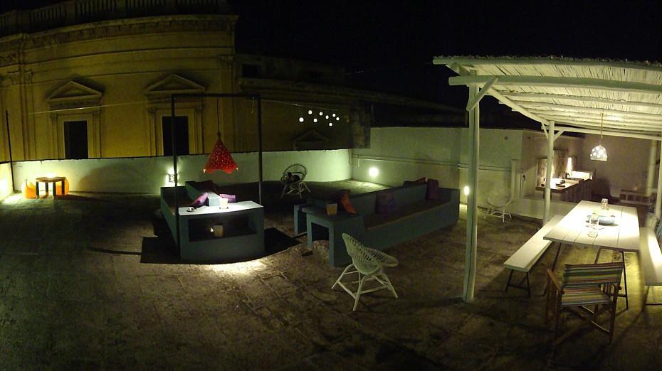 Furnished terrace by night