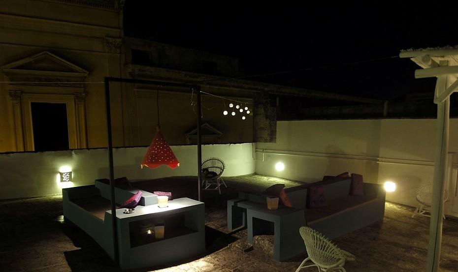 Furnished terrace by night