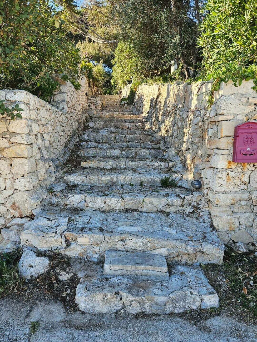 Stairs leading to the sea access